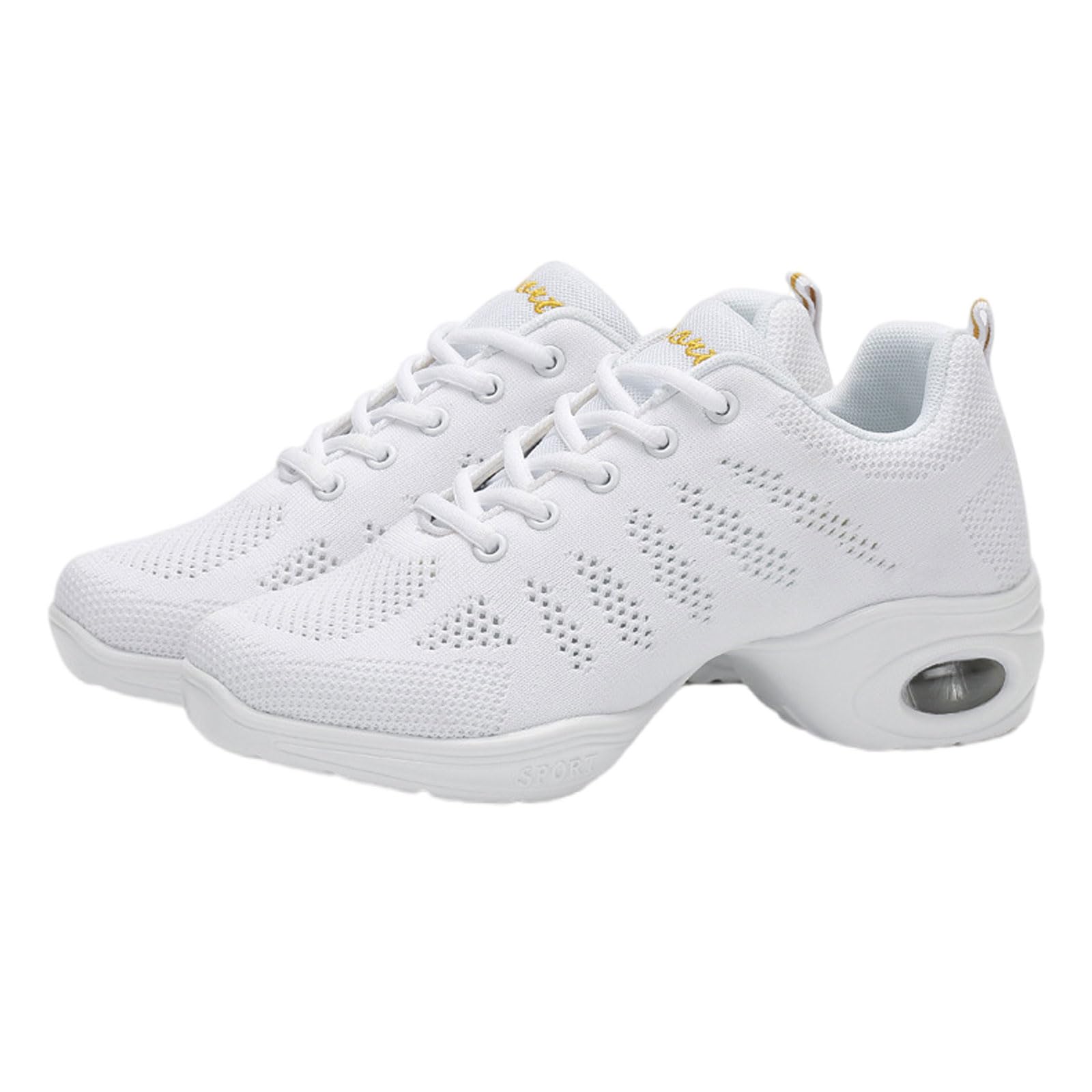 Leichtrit Women's White Split Sole Dance Trainers,Dance Sneakers For Mesh Split Sole,Breathable Dance Sneakers,Shock-Absorbing,Comfortable,Split Sole,Mesh,For Jazz,Latin,Quickstep,Viennese Waltz