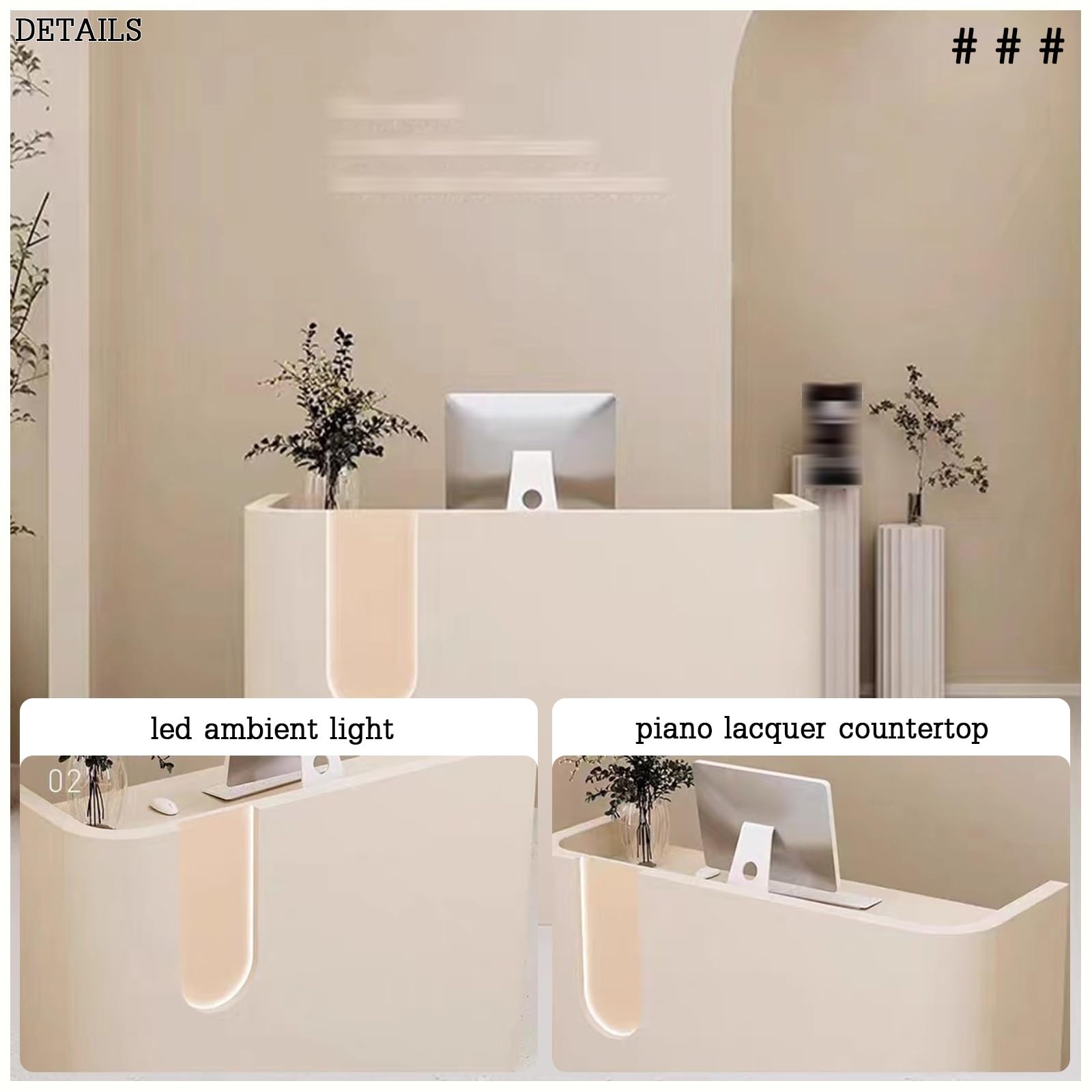 Bureau de réception élégant et moderne – Bureau de secrétaire debout élégant pour salons, bars et comptoirs – Parfait pour les zones de réception et les espaces de bureau – Design compact