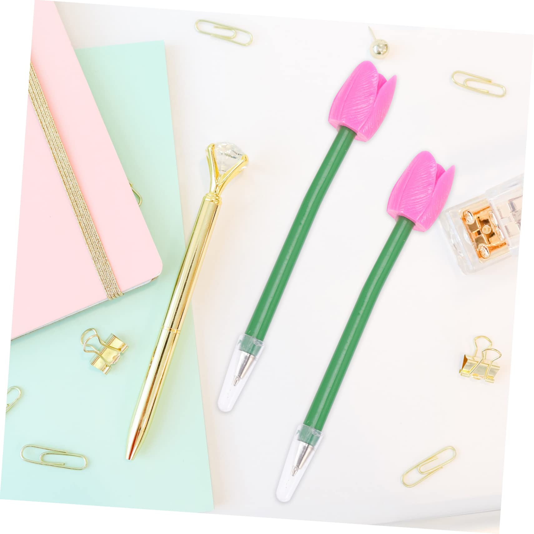 3 Set Penna A Sfera Tulipano Gel Ufficio Mini Penne Per Fiori Trasparente Pianta Penna Vegetale Decorativo Evidenziatore Penne Rosa Evidenziatori Plastica 6 Pezzi * 3