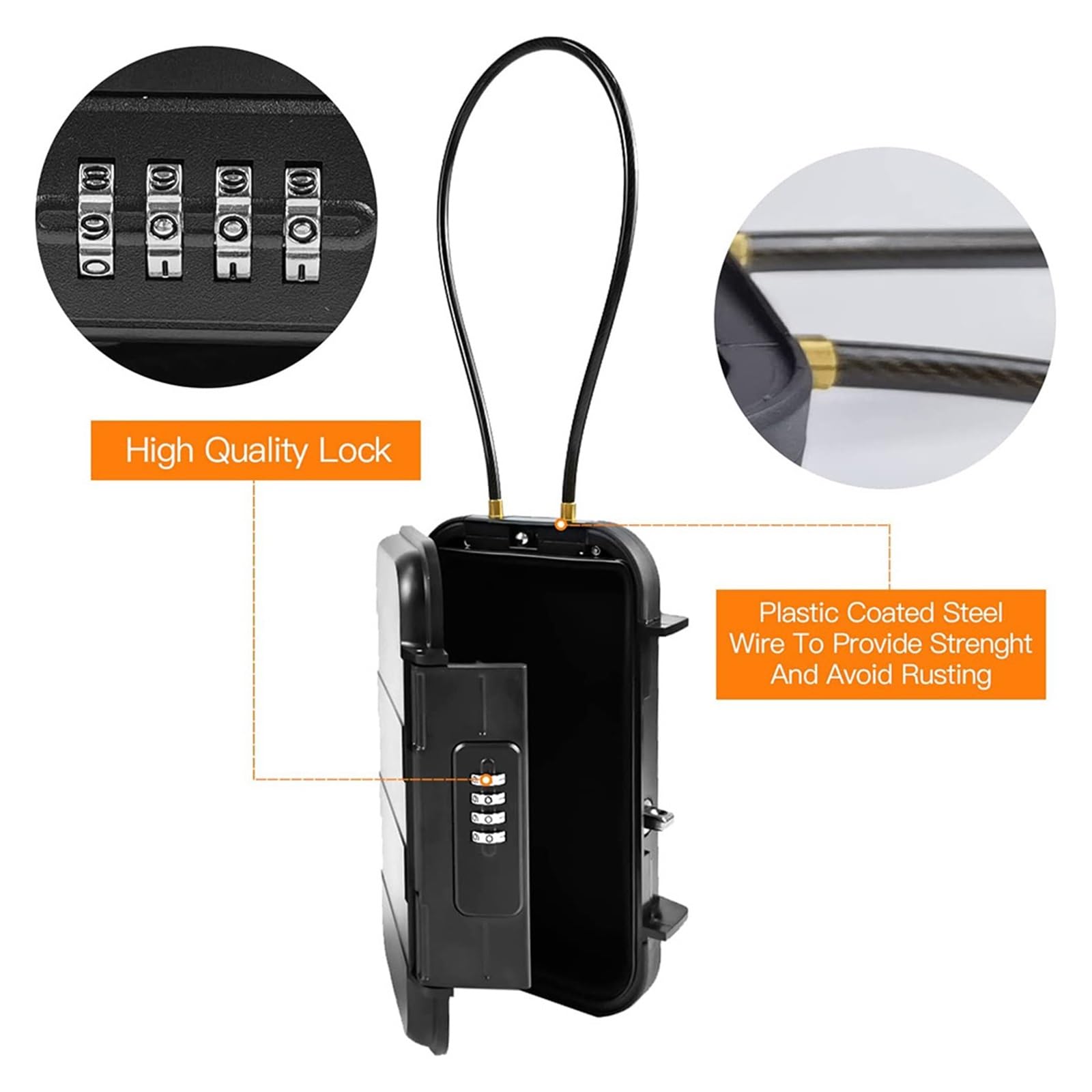 Cassaforte Piccola Cassetta Di Sicurezza, Custodia Sicura Portatile Con Combinazione A 4 Cifre Con Corda All'aperto, Campeggio, Escursionismo, Sport, Palestra, Sicurezza per casa, ufficio, hotel, viag
