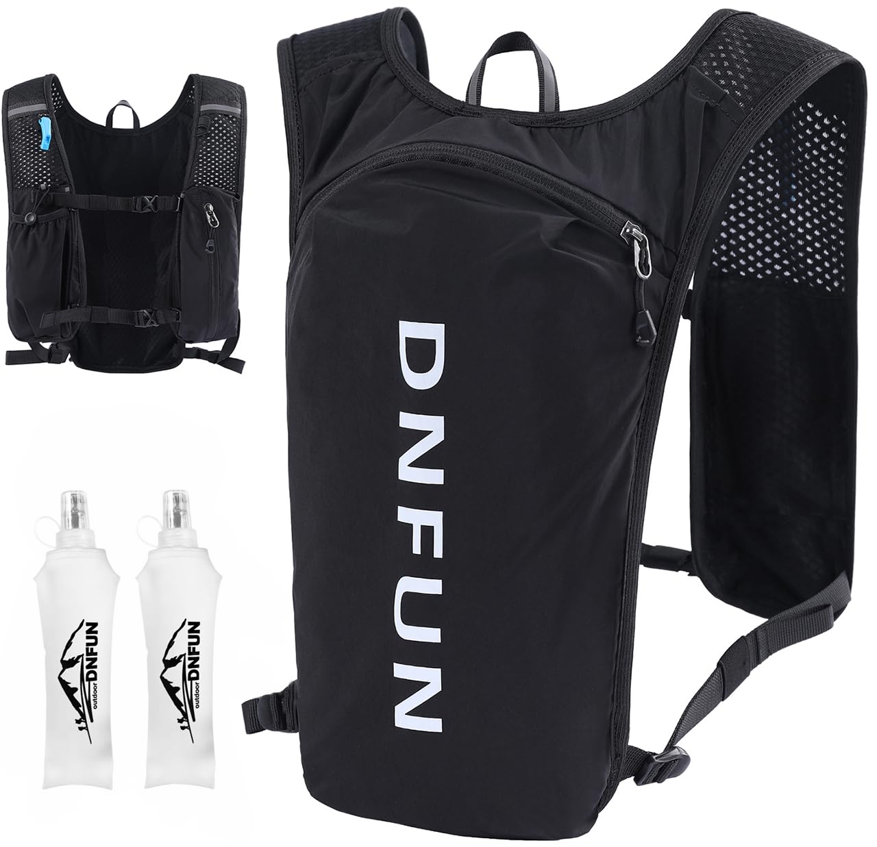 DNFUN Laufweste Damen Herren,verstellbare Trinkweste mit 1.5L Trinkflasche,5L Running Vest Trinkrucksack für Laufen,Jogging