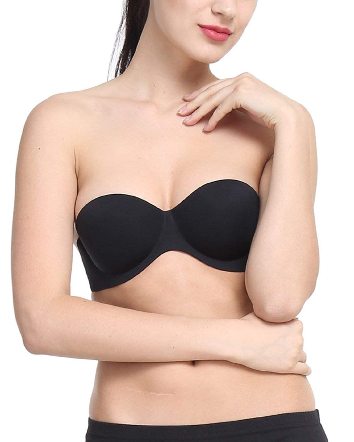 Women's Backless Push-Up Transparent Back Strapless Bra with Multi Bra Strap, C- Cup Size