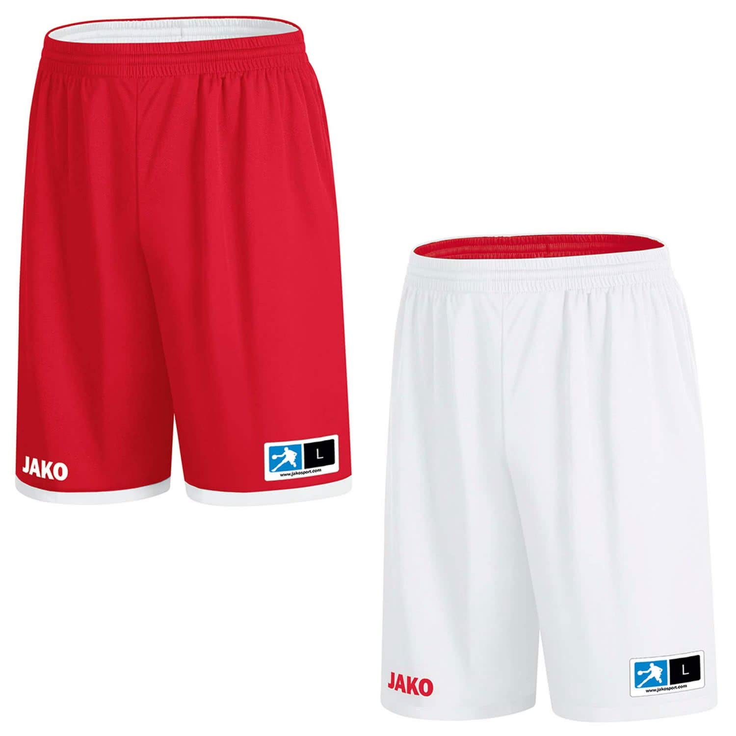 JAKO Men's Change 2.0 Reversible Shorts, Red/White, XXL