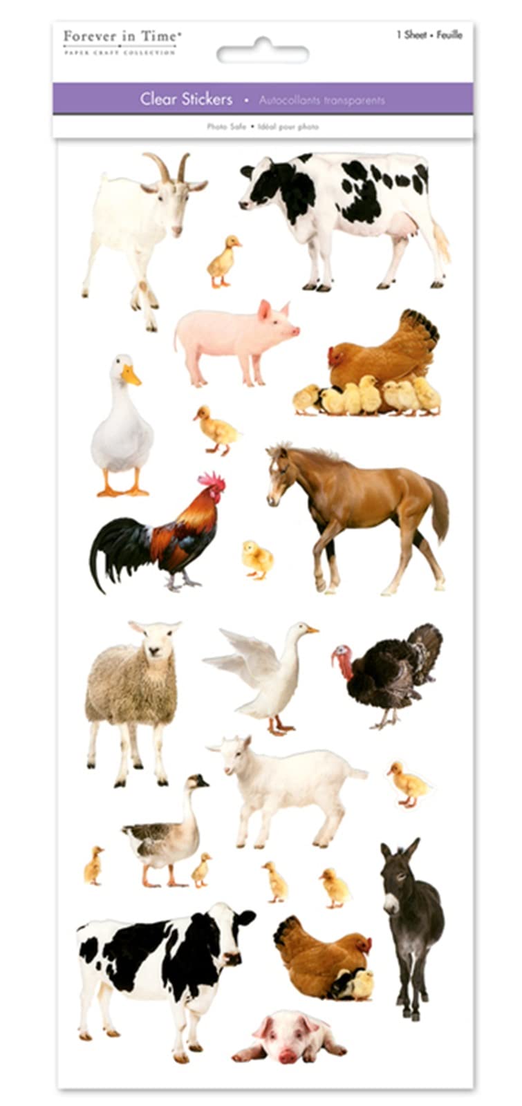 Realistic Farm Animal Stickers - Barnyard Clear Adhesive Decals for Crafts - - 23 Pc - Image 2