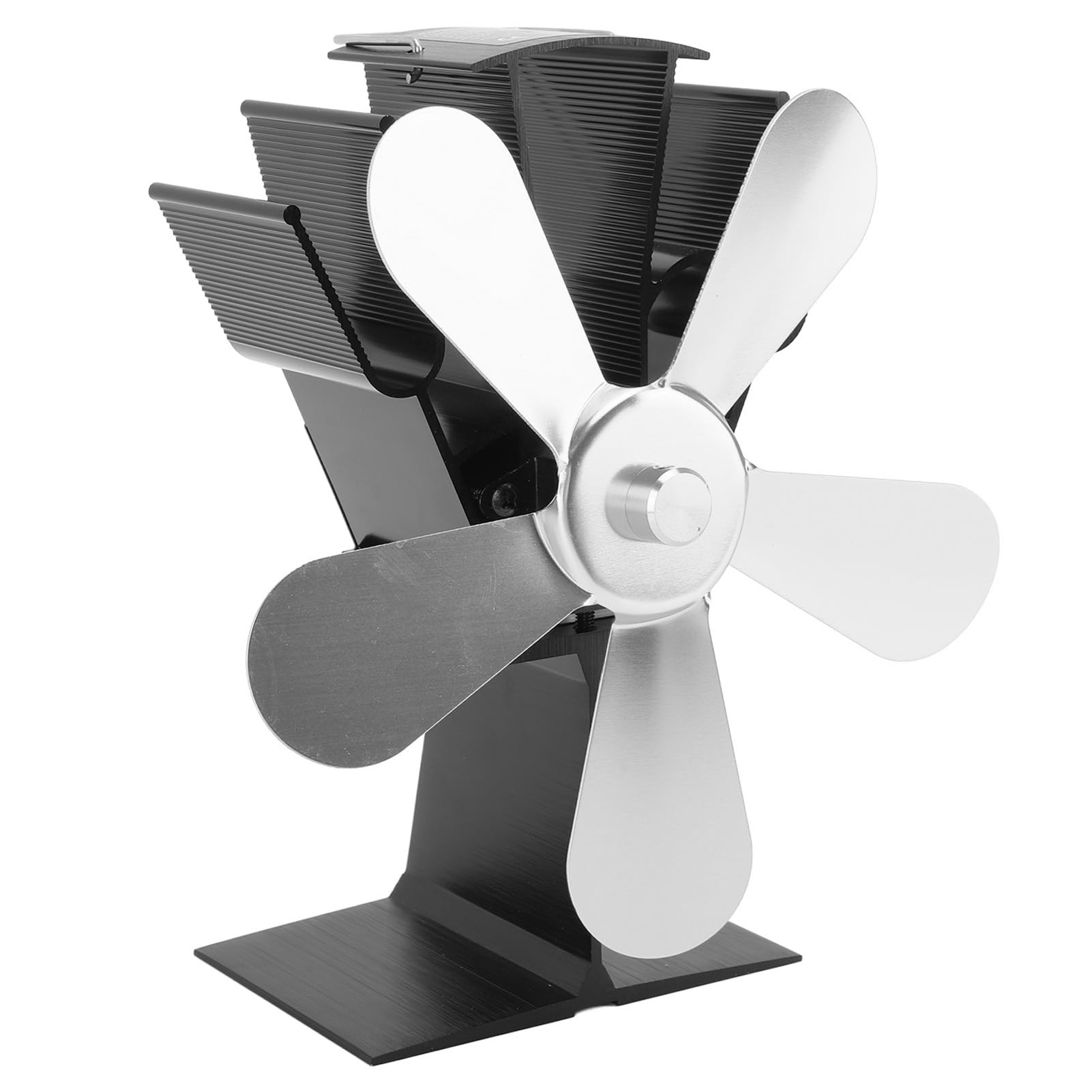 Fafeicy Ventilatore Termico 5 Pale per Stufa a Legna, Silenzioso, Ecologico, Senza Elettricità, per Camini e Stufe a Legna (SILVER)