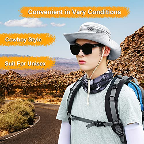 Image of Women Fishing Sun Hat Men Summer UV Protection Bucket Hats Mesh Ventilated Outdoor Hiking Gardening Beach Lawn Hat