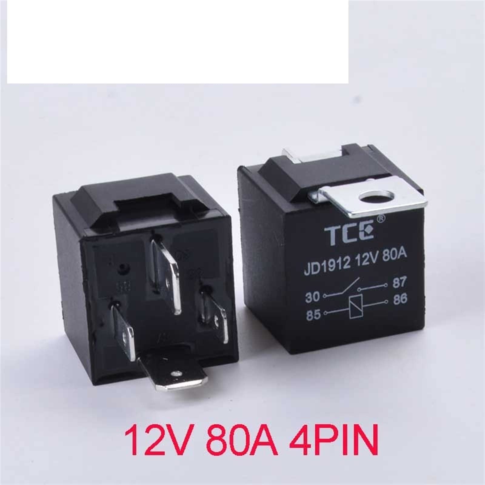 1 Uds JD1912 relé de Coche 12V 24V 80A 4Pin DC AMP SPDT relé de Arranque de Coche relé automático Universal for Electronic Starter de Arranque relé automotriz(Size:12V 80A)