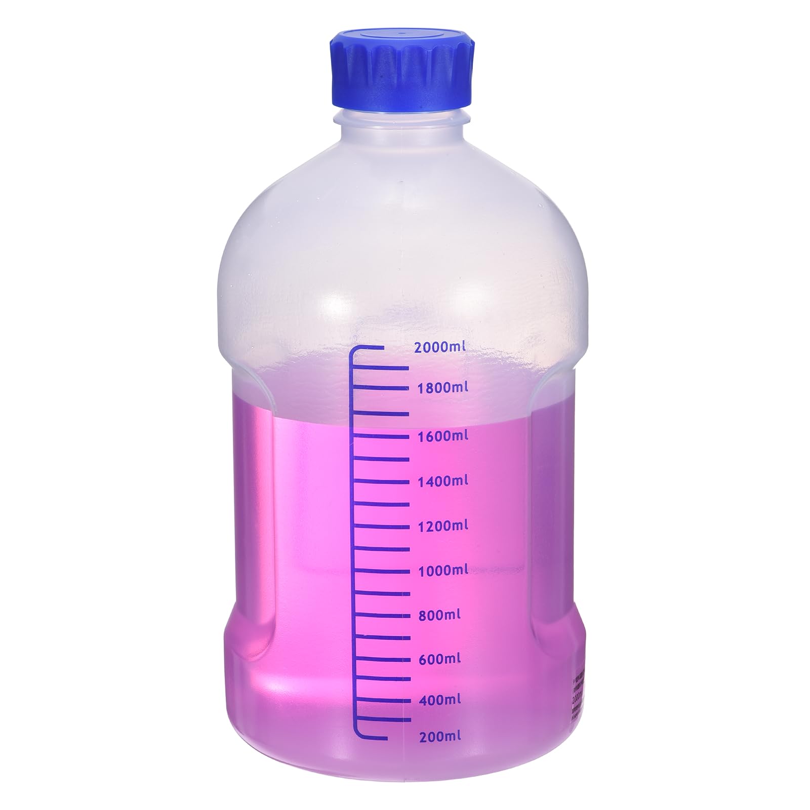 PATIKIL 2000ml Reagent Bottle Graduated Storage Bottles PP Blue Transparent Transparent 67.6 Ounces