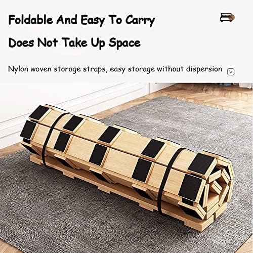 Rollable Floor Mattress Frame，Foldable Wooden Bed Slats, Wooden Mattress, Moisture Proof Breathable Mattress Support Slats, Sleeping Pad Bed Base, for Bedroom Tatami Floor,32×59in