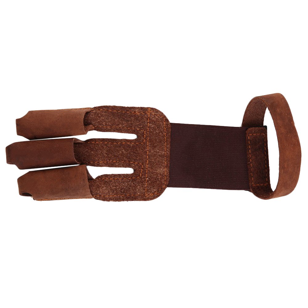 Futaba 3 Fingers Pull Bow Archery Protect Glove-Brown 2