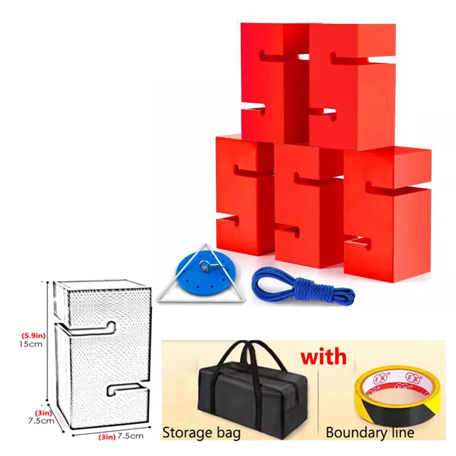 Teambuilding-Spiele mit Bauklötzen, Team Building Block Tower Spiel Mehrfarbig 5/8/10 Stück for 5-20 Personen(Red,5PCS)