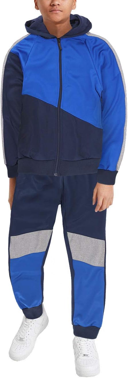 vkwear Boy's Hooded Active Running Casual Jogging Kids Toddler Tracksuit 2 Pcs Set