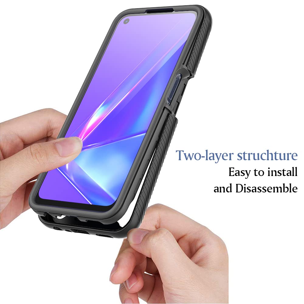Custodia SIMao Per OPPO A52/A72/A92 - Cover 360° Con Telaio Metallico E Vetro Temperato, Protezione Antiurto Trasparente Con Chiusura Magnetica, Blu