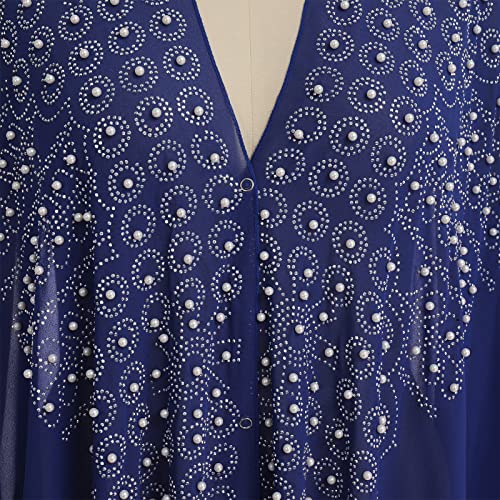 Image of OBEEII Muslim Dress for Women Loose Batwing Sleeved Hooded Beaded Embroidery Long Abaya Dress Kaftan Abayas Islamic Robe