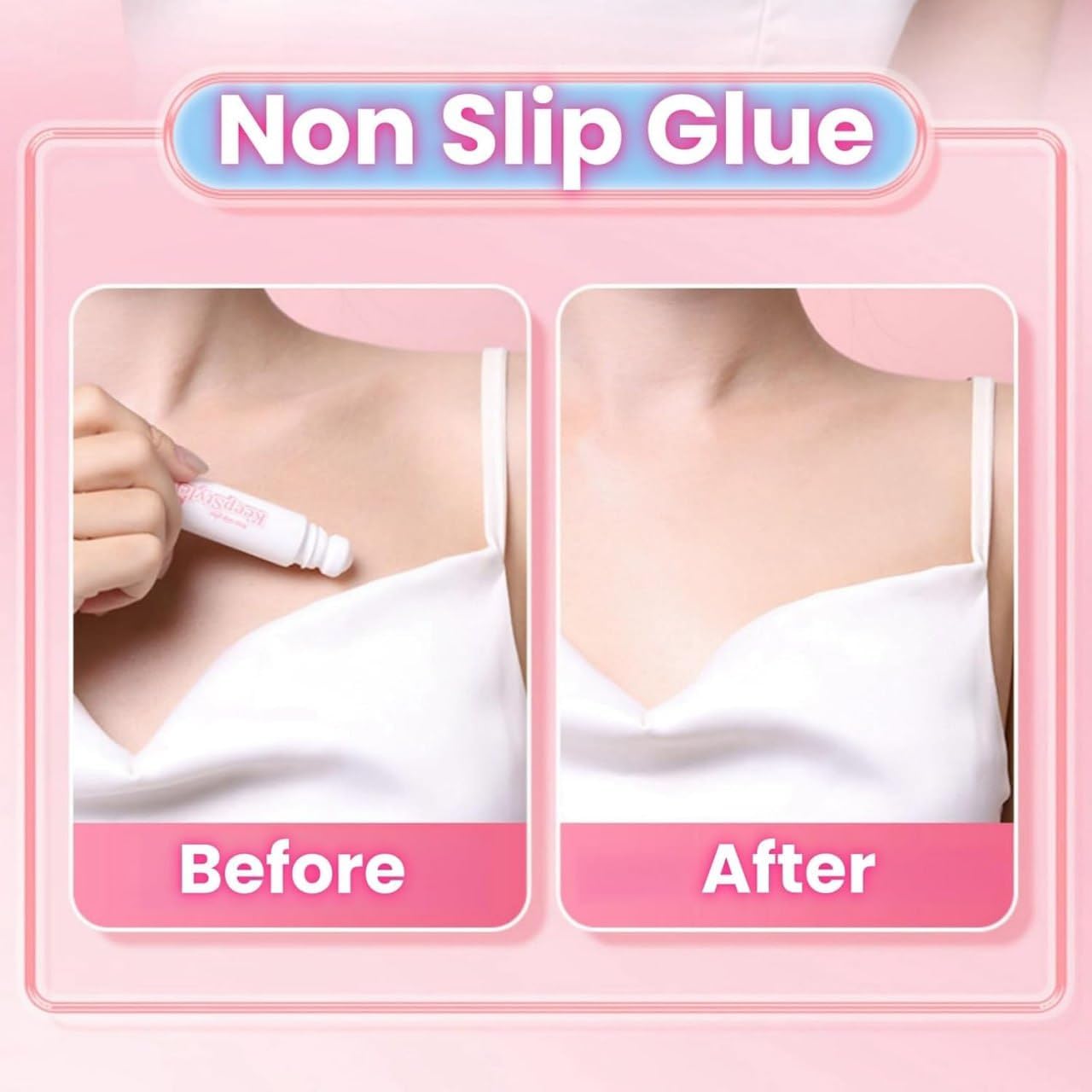 Keep Style Anti-Slip Roll-On Body Glue – 10g Skin Adhesive for Clothing, Bra, Dress Fix | Invisible, Gentle & Sweatproof Hold for Fashion & Styling 2