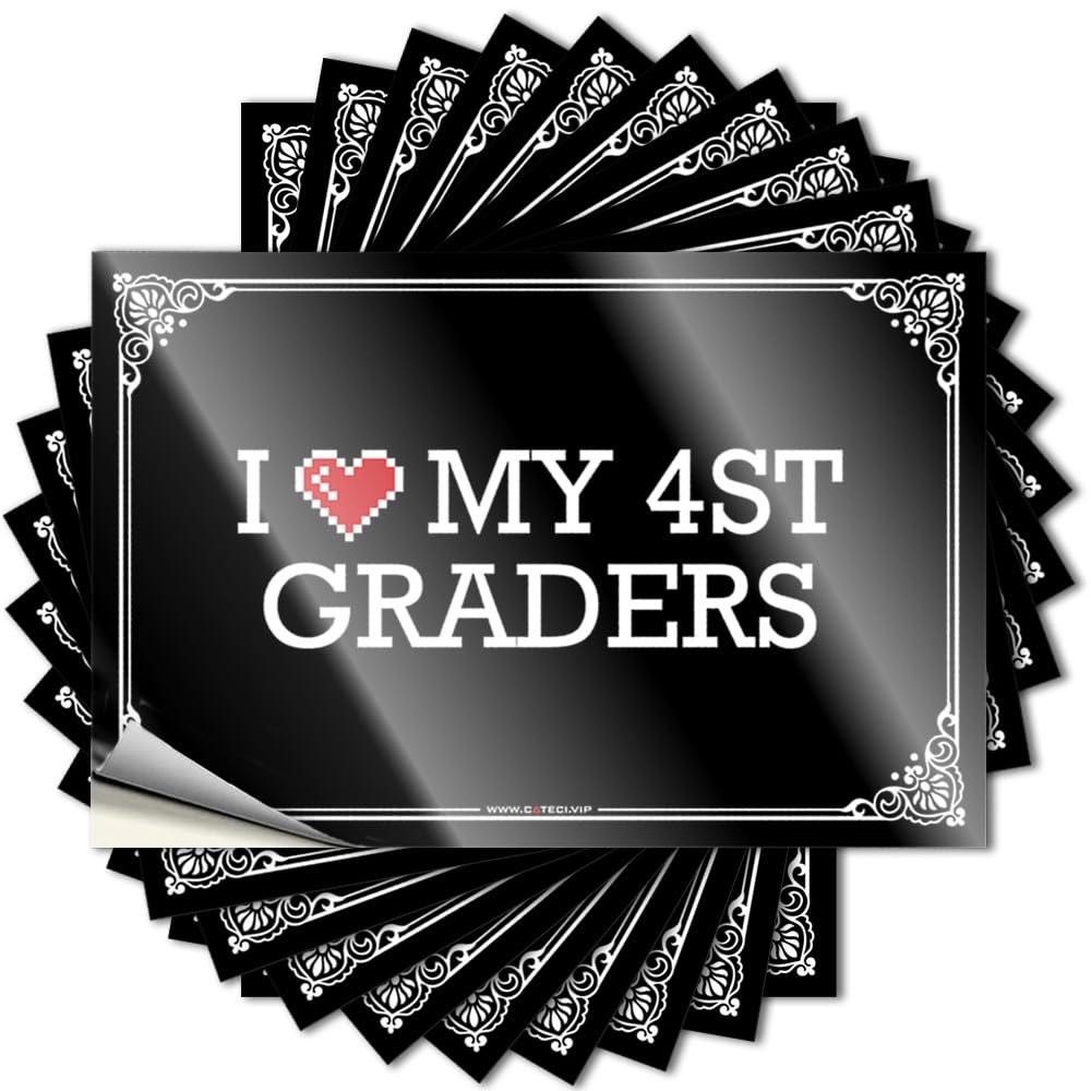 Spring Decal Aesthetic Decals, Beer Accessories Cute Pattern Design for Student Notebook | Bumper Removable Vinyl I Love My 4st Graders(6X9CM)