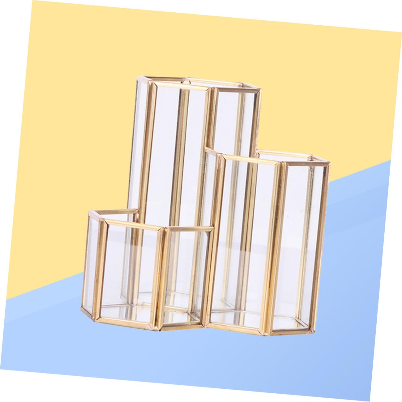 SHINEOFI Stiftebehälter Sechseckig Tisch Goldfarben Stiftehalter Stifteorganizer Schreibtisch Zubehör Leicht Modern Design