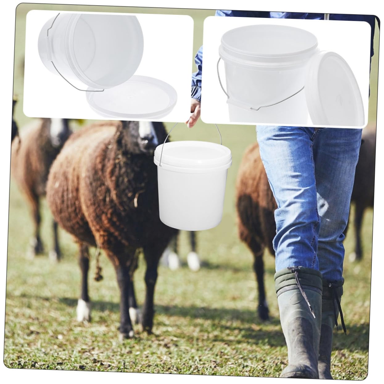 2pezzi Secchio Di Plastica Con Coperchio e Manico Per Verniciatura e Uso Domestico Secchio Versatile e Riutilizzabile Con Design e Ampia Apertura Per Versare Liquidi Facilmente