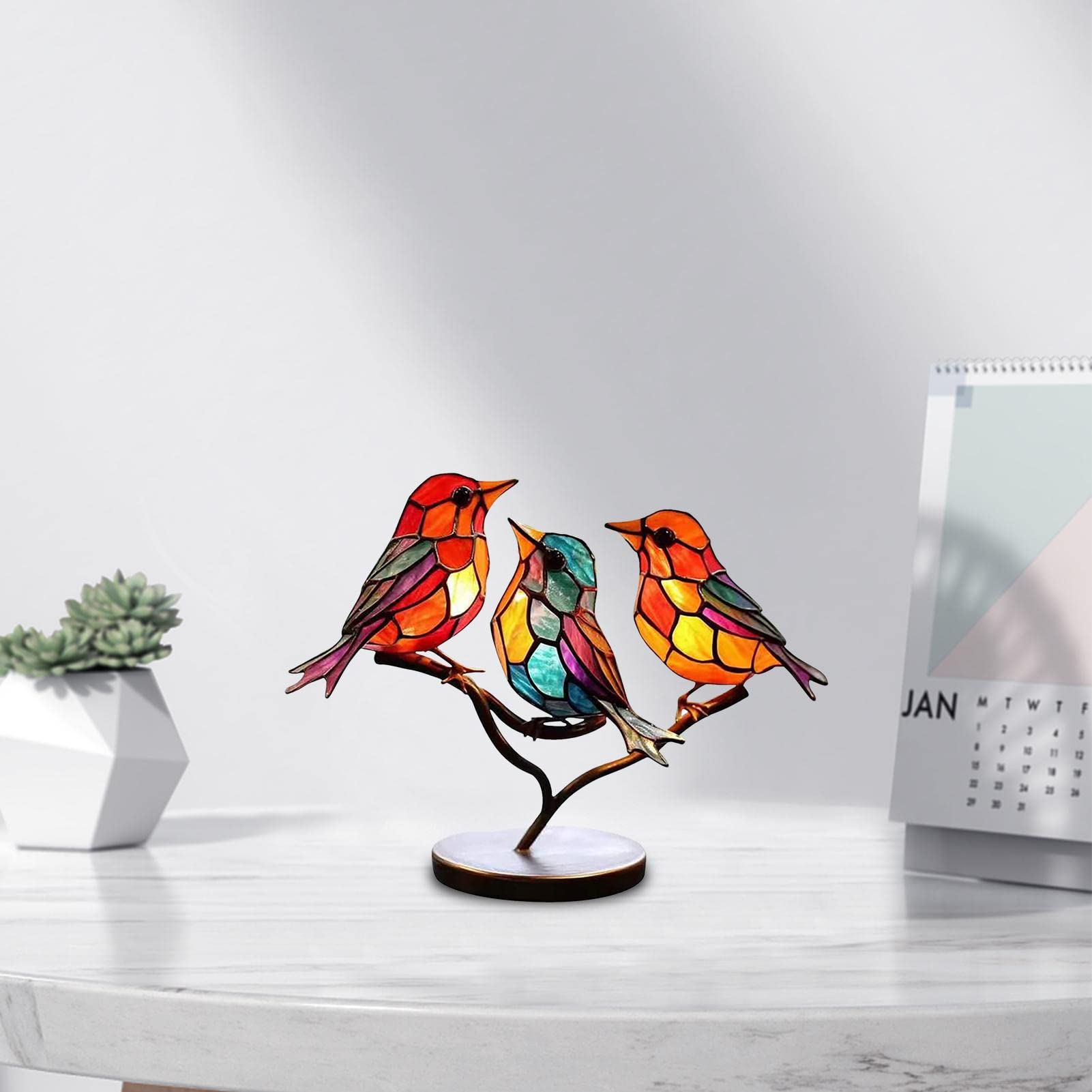 Amazon.co.jp: HESTAY 鳥 ステンドグラス 1個 ステンドブランチバード
