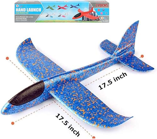 Miniatura 10 de BooTaa Paquete de 6 juguetes de avión, avión de espuma grande de 17.5 pulgadas, 2 planeadores de espuma de modo de vuelo, regalos de cumpleaños
