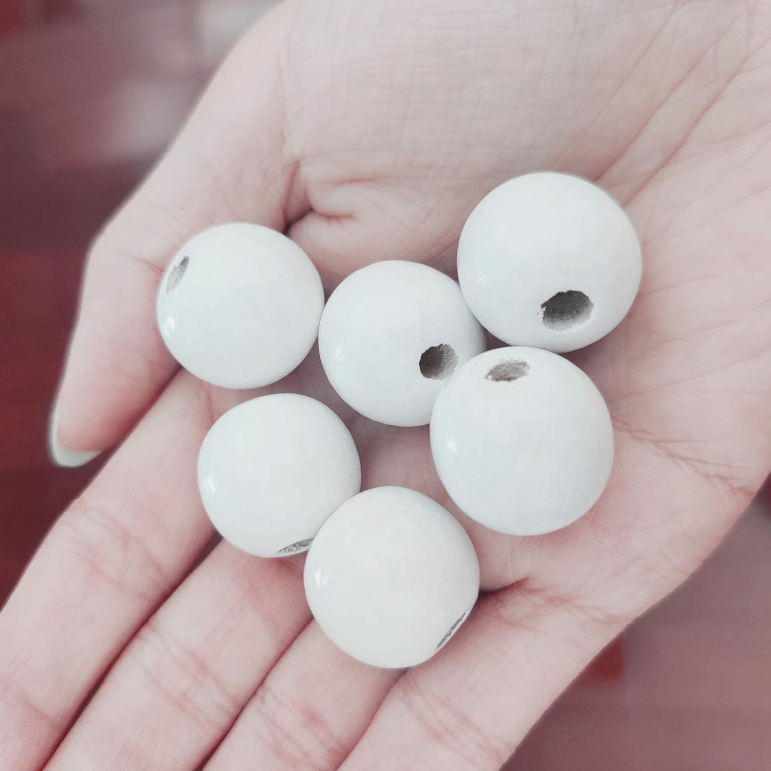130 PCS White Wood Beads, 20mm Wooden Beads with 5mm Large Hole for Bracelets, DIY Craft and Home Decoration (3/4 Inch) - Image 3