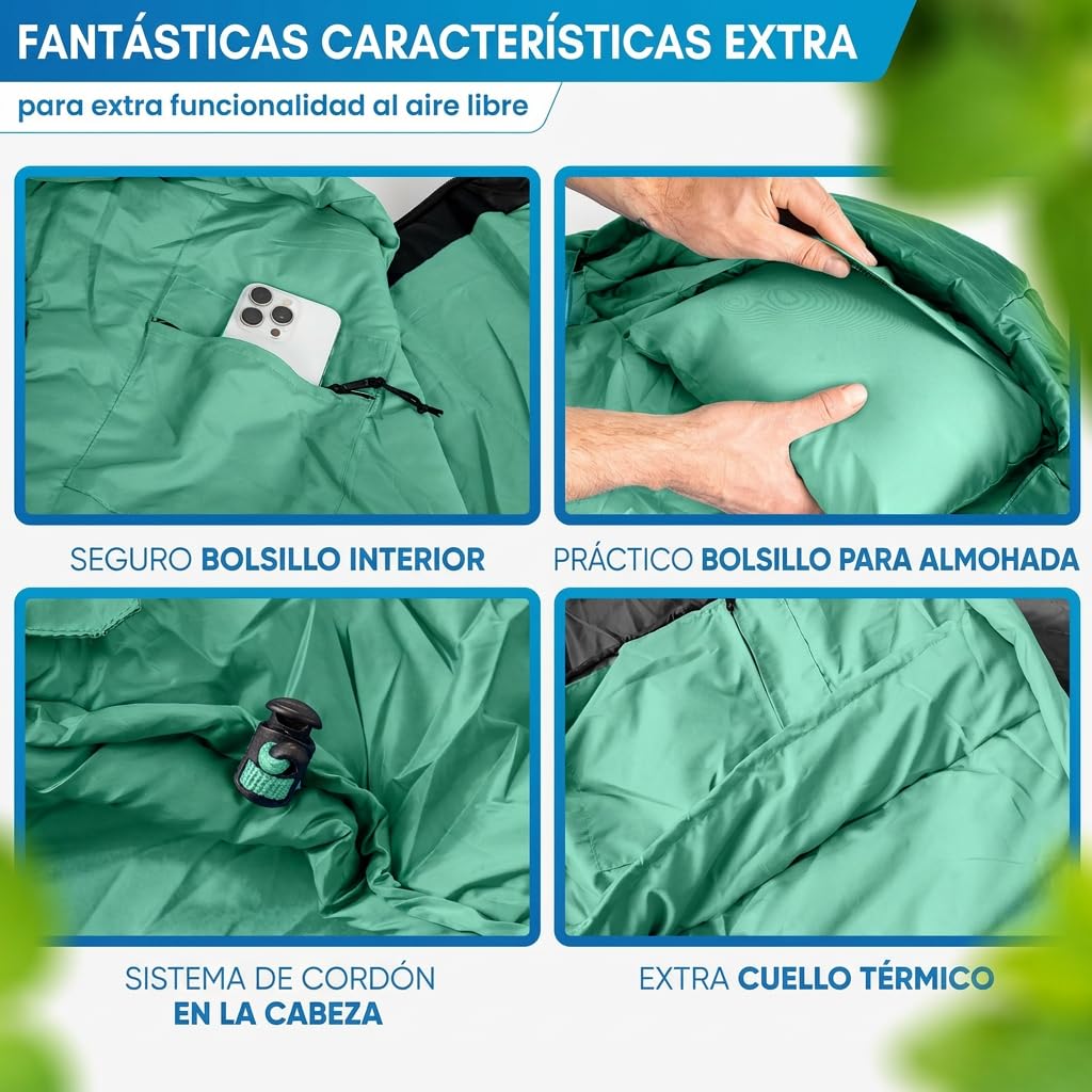 NORDMUT® Saco de Dormir niños – Crece con el niño para protección fiable contra el frío – Materiales no tóxicos – 3 Estaciones niños (200 gsm) para Aventuras al Aire Libre