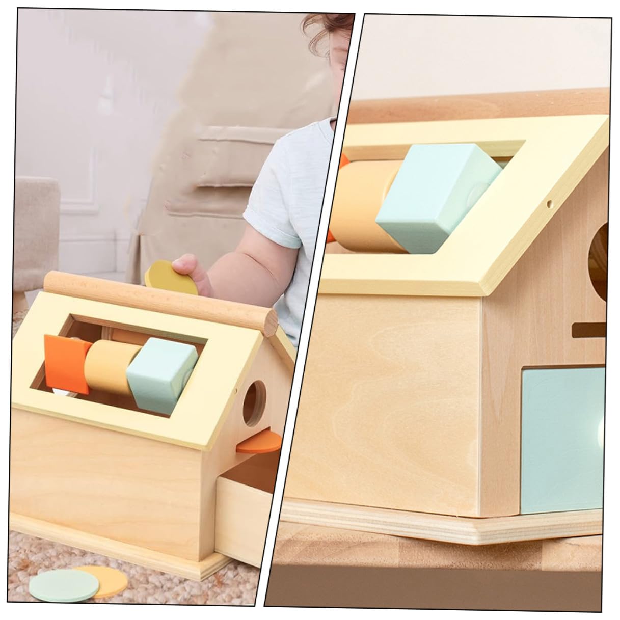 Caja de Juguetes de Madera Montessori para Niños Pequeños Función Multifuncional y Entrenamiento de Habilidades Motoras Finas Adecuado para Educación Temprana