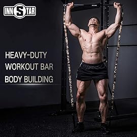 INNSTAR Home Gym workout bar 38 Black Max Load 800lb for Resistance Bands Body Exercise Power Lifting Fitness Training Bar (Black-38\'\')