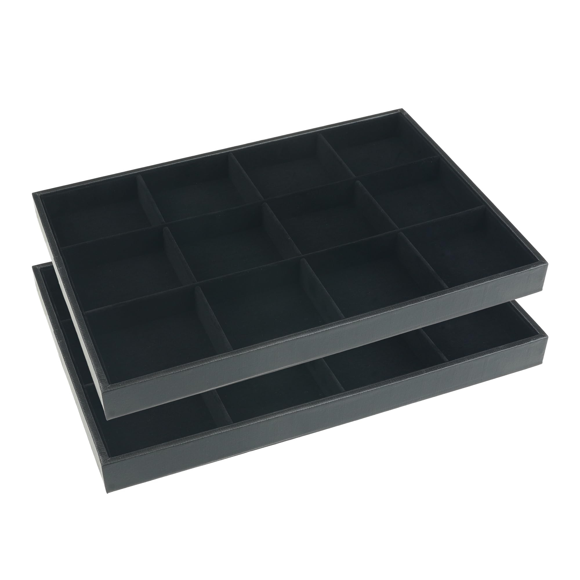 Plateaux de rangement empilables en velours noir uxcell avec 12 compartiments