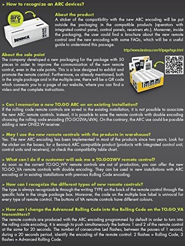 BENINCA ARC device recognition and FAQs