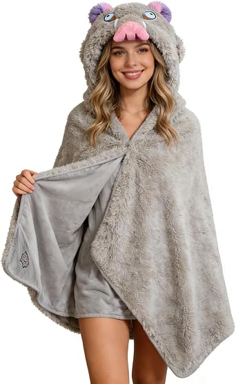 Anime Wearable Blanket Cloak Hoodie Cosplay Costume Hooded Cloaks Cape Soft Shawl Wrap Nap 58.2 x 41.3 in