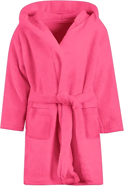 Umeyda Girls Fleece Hooded Robes, Warm Printed Bath Robe for Kids Soft Fuzzy Bathrobe for Gifts