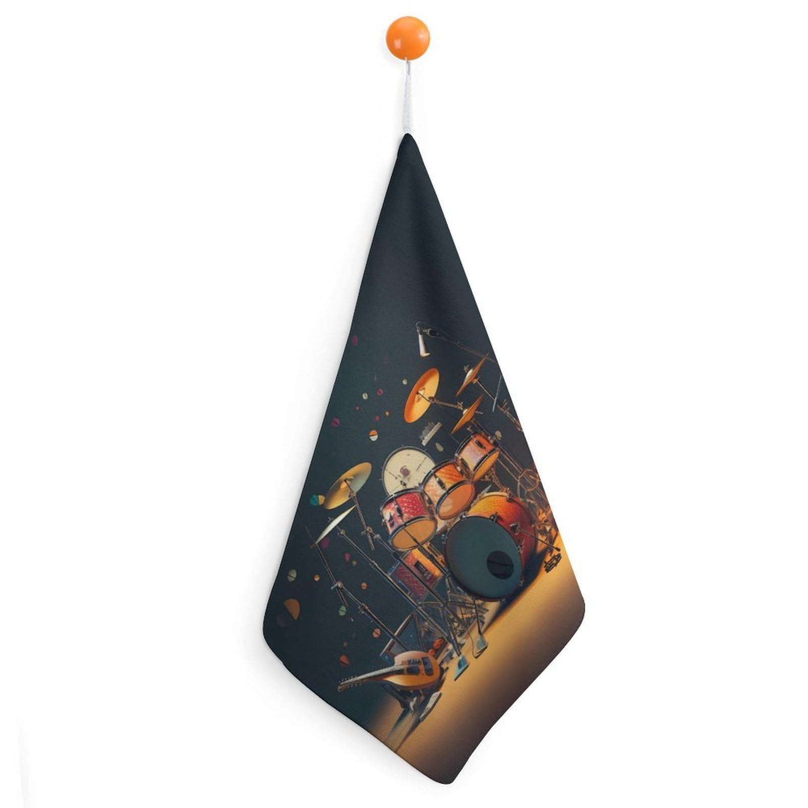 TXFBTRFSA Music Drum Guitar Hand Towels with Hanging Loop Kitchen Towel Handkerchiefs Cleaning Cloths