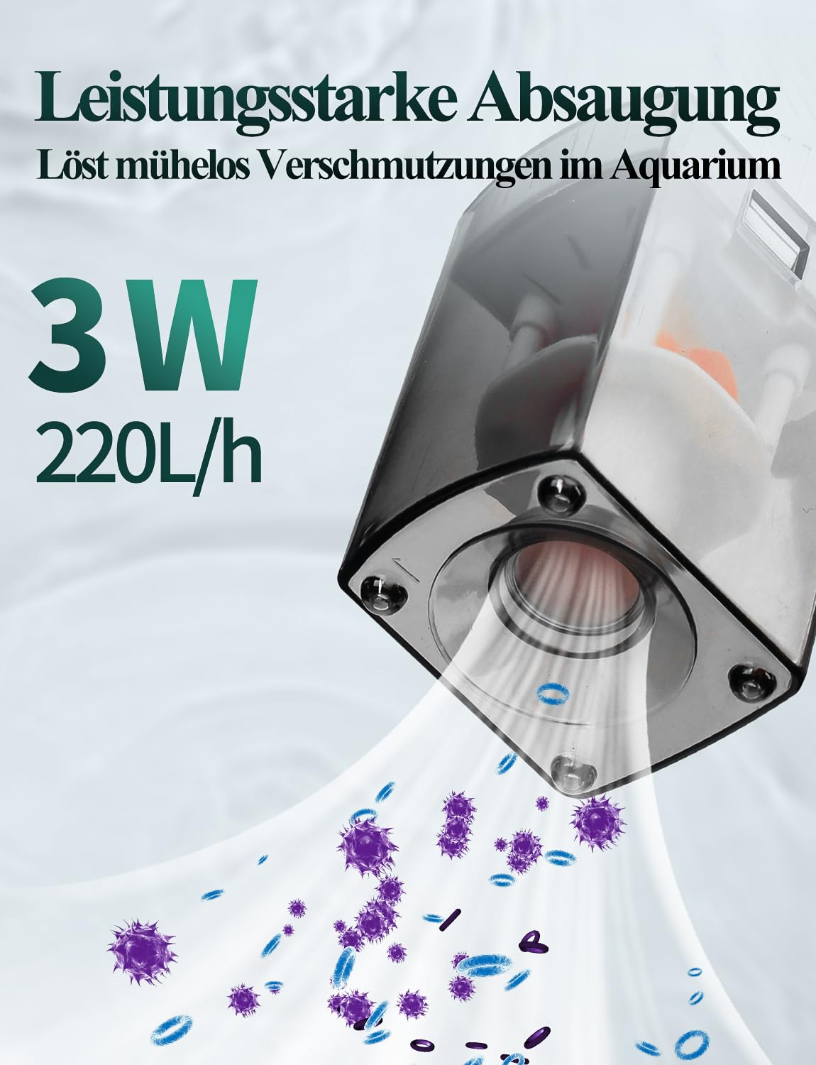 boxtech Filtro Interno per Acquario, 3 W, 4 in 1, Pompa di Potenza, Filtro in Spugna Regolabile Ultra Silenzioso, Portata 220 l/h, Adatto per 5 – 65 Litri
