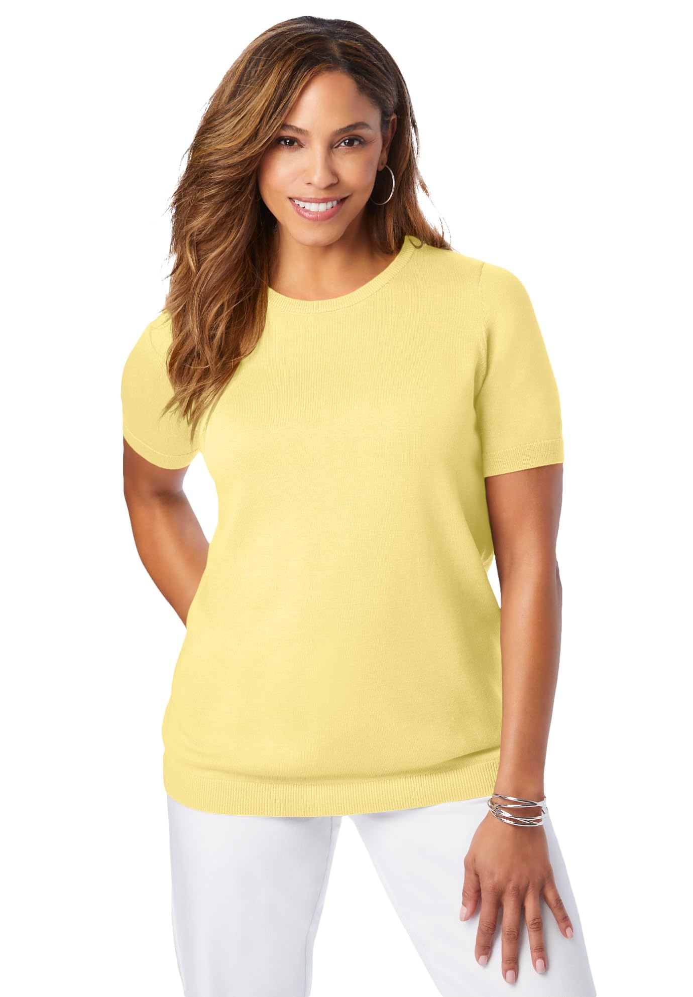 Jessica London Womens Plus Size Fine Gauge Crewneck Shell