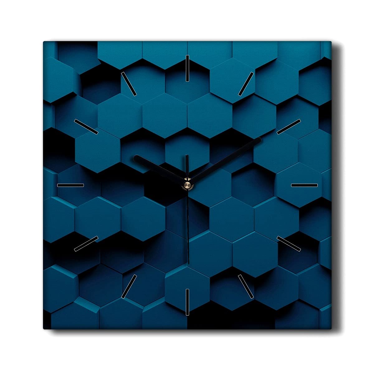 Horloge sur toile 30x30cm au motif hexagonal moderne pour salon