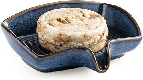 Miniatura 16 de Jaboneras, Jabonera de Ducha de Cerámica con Diseño de Cascada, Portajabón de Barra Autodrenante Ahorrador de Jabón para Ducha, Baño, Fregadero,