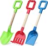 Jumbo Beach Shovels for Kids, Heavy Duty Plastic Sand Shovels, 40CM Sand Beach Toys Set for Toddler, Wood Handle Beach Scoop Toys for Sandbox Sandpit, Digging Garden Spade Tools