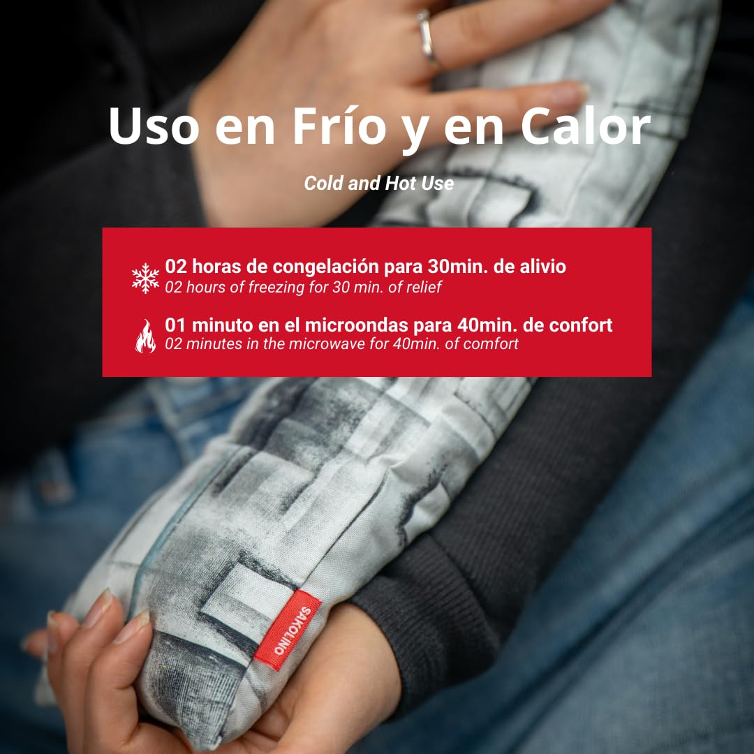 Saco Térmico de Semillas de Lino con Lavanda para Microondas - Alivia Dolores Cervicales, Menstruales, Musculares y Deportivos - Almohadilla Calor y Frío - Natural (Jaspeado Blanco)