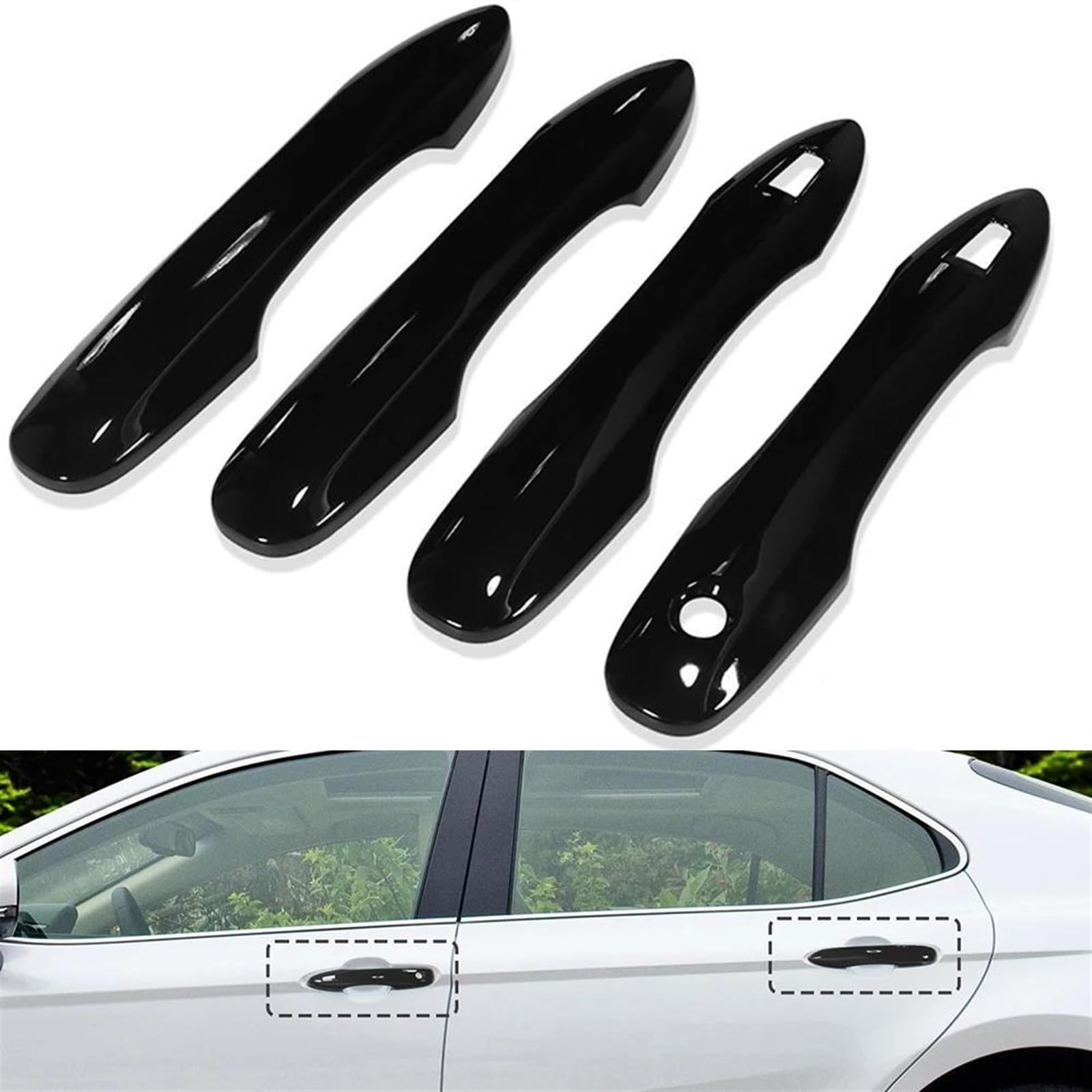 GLOSS BLACK Door Handle Trim Covers For 2018-2025 Toyota Camry - Foto 10