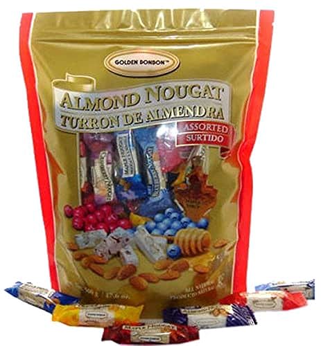 Golden Bonbon Caramelo de turrón de almendras sin gluten (surtido de 12.4 onzas, 1 paquete)