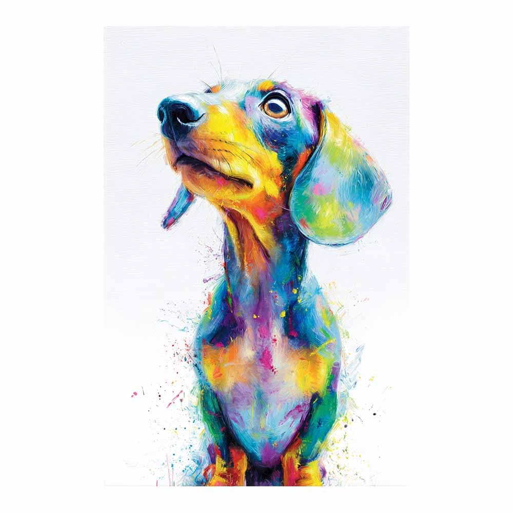 ZAMAEIU Canvas Print Wall Art Dachshund Painting Abstract Dog Animal Paintings, Suitable for living room, bedroom, for Kids Room Decoretc.(multicolored)-30x50cm Unframed