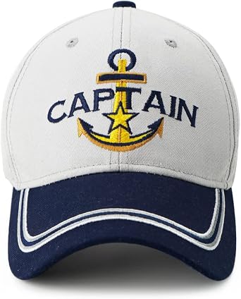 Captain Hat & First Mate | Matching Skipper Boating Baseball Caps | Nautical Marine Sailor Navy Hats Captain