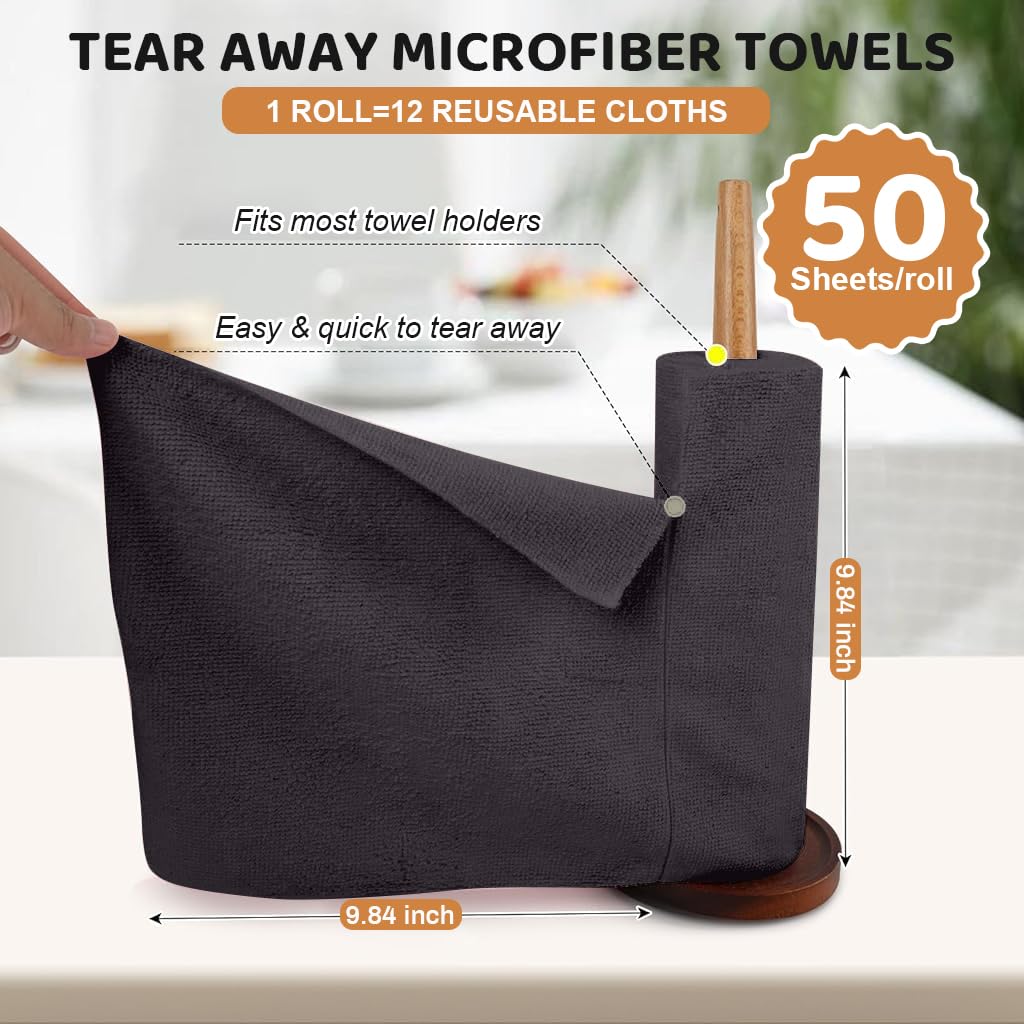 HASTHIP Polyester Reusable Microfiber Cleaning Cloth Roll 50 Pack 9.8in 4