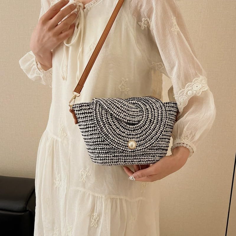 Women Straw Crossbody Bag Beach Handmade Rattan Shoulder Bags Hand Woven Leather Straps Straw Clutch Purse Vacation Travel2