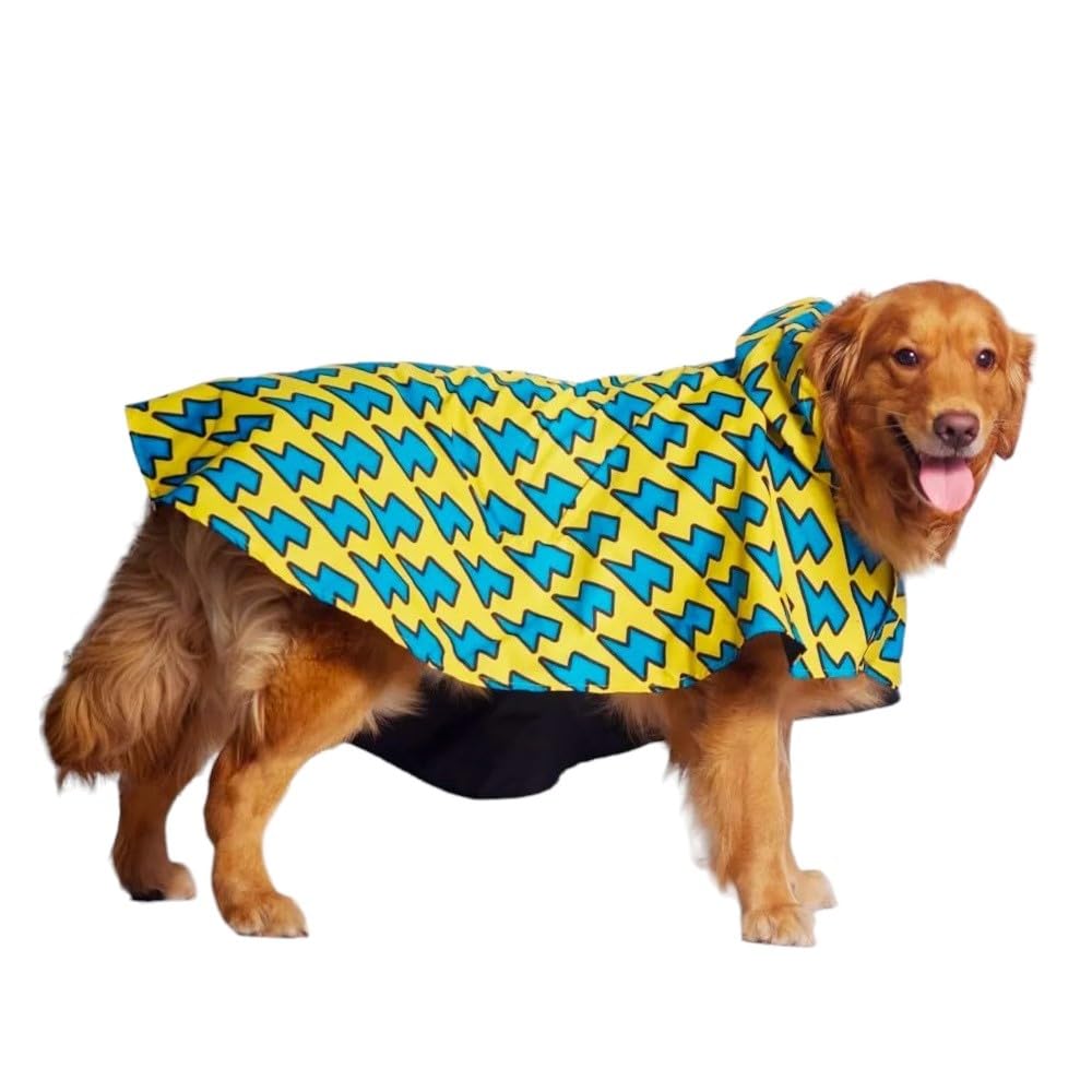 Pet Set Go Lightning Printed Cape Style Dog Raincoat with Hoodie| Double Layered | Water Resistant | Polyester | for Small, Medium and Large Breed Dogs | Adjustable Waist and Neck (B0D31TZ531) Amazon Price History, Amazon Price Tracker