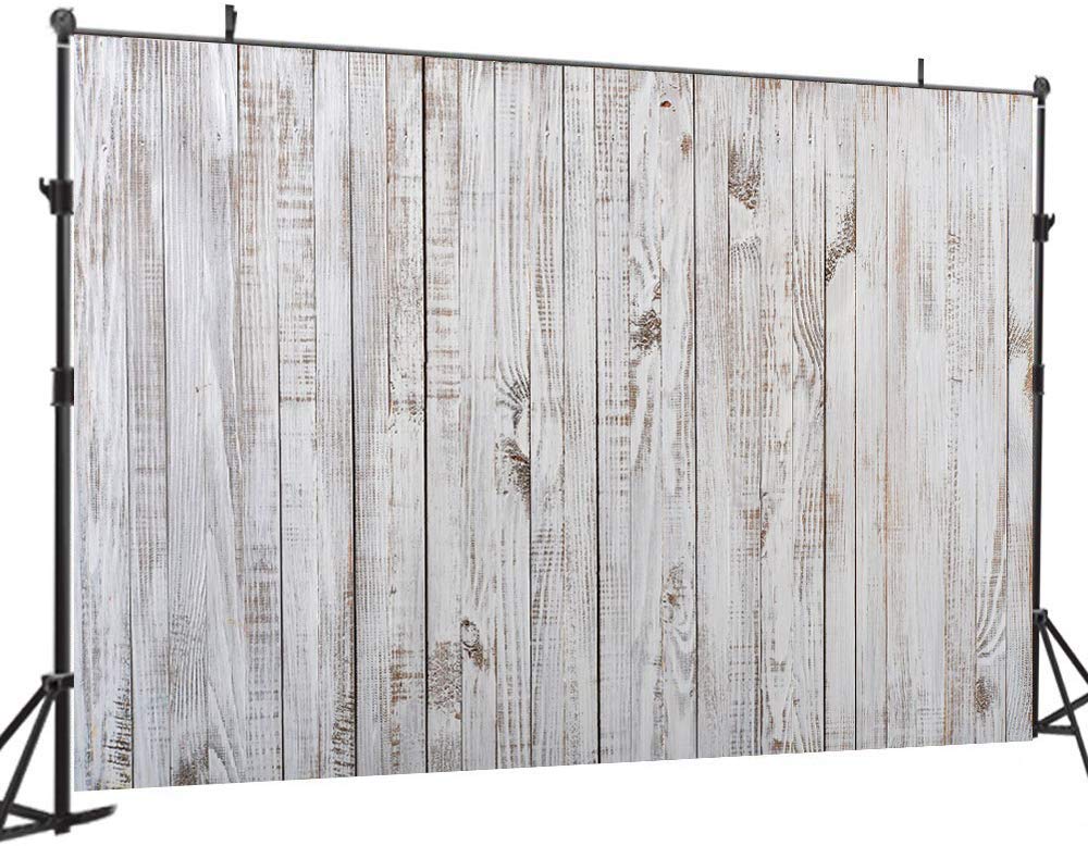 WOLADA 12x10FT Vintage Wood Backdrop Retro Rustic White Gray Wooden Floor Backdrops for Photography Kids Adult Photo Booth Video Shoot Vinyl Studio Prop 11890