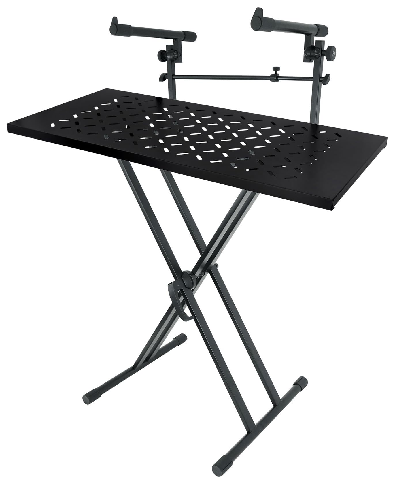 Rockville Bundle: RKS42X 2-Tier X-Stand Keyboard or DJ Stand w Quick Release Mechanism! Bundle with KS2 Shelf For Z-Stand or X-Stand - Turns Keyboard Stands Into DJ Table (2 Items)