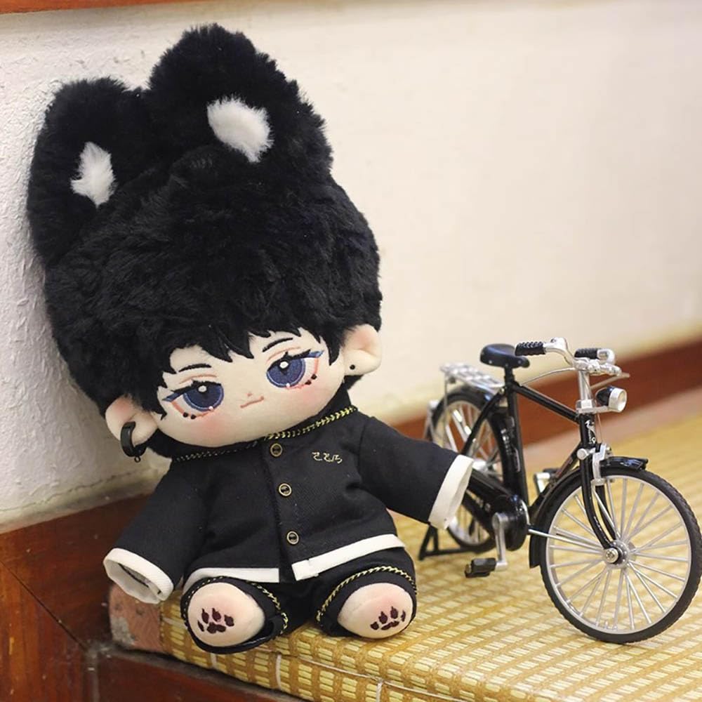 niannyyhouse Bambola di peluche da 15 cm e 20 cm, set di vestiti per passeggiare notturno, con cappuccio, t-shirt e pantaloni, cappello da pescatore, occhiali, scarpe, morbido peluche imbottito (20