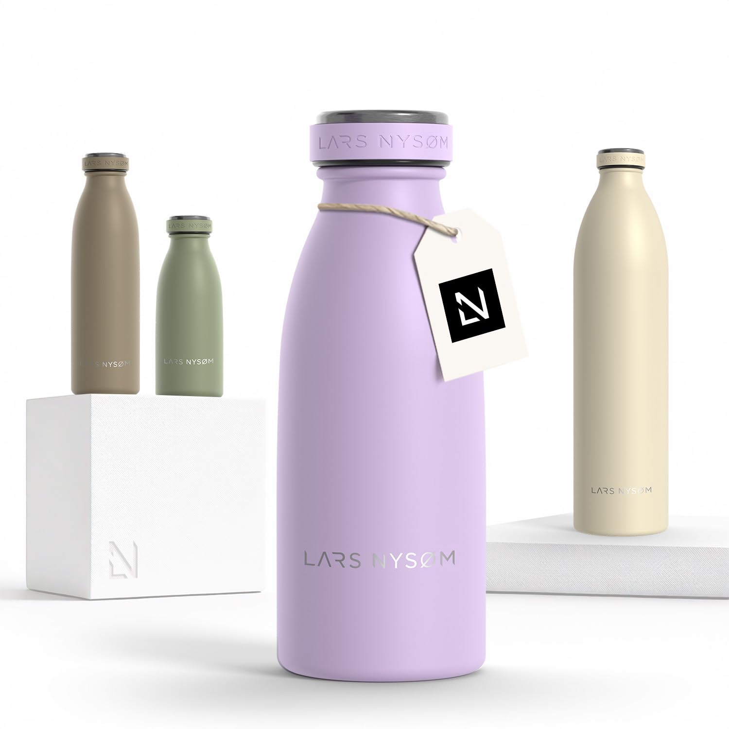 LARS NYSØM Stainless Steel Insulated Water Bottle 350ml, 500ml, 750ml, 1L, 1 5 Liter|nsulated Thermo Flask for Hot and Cold Beverages | Leakproof Drinking Bottle (Lavender Purple, 350ml)